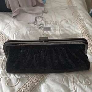 Jennifer Lopez Black Evening Clutch with Metal Frame